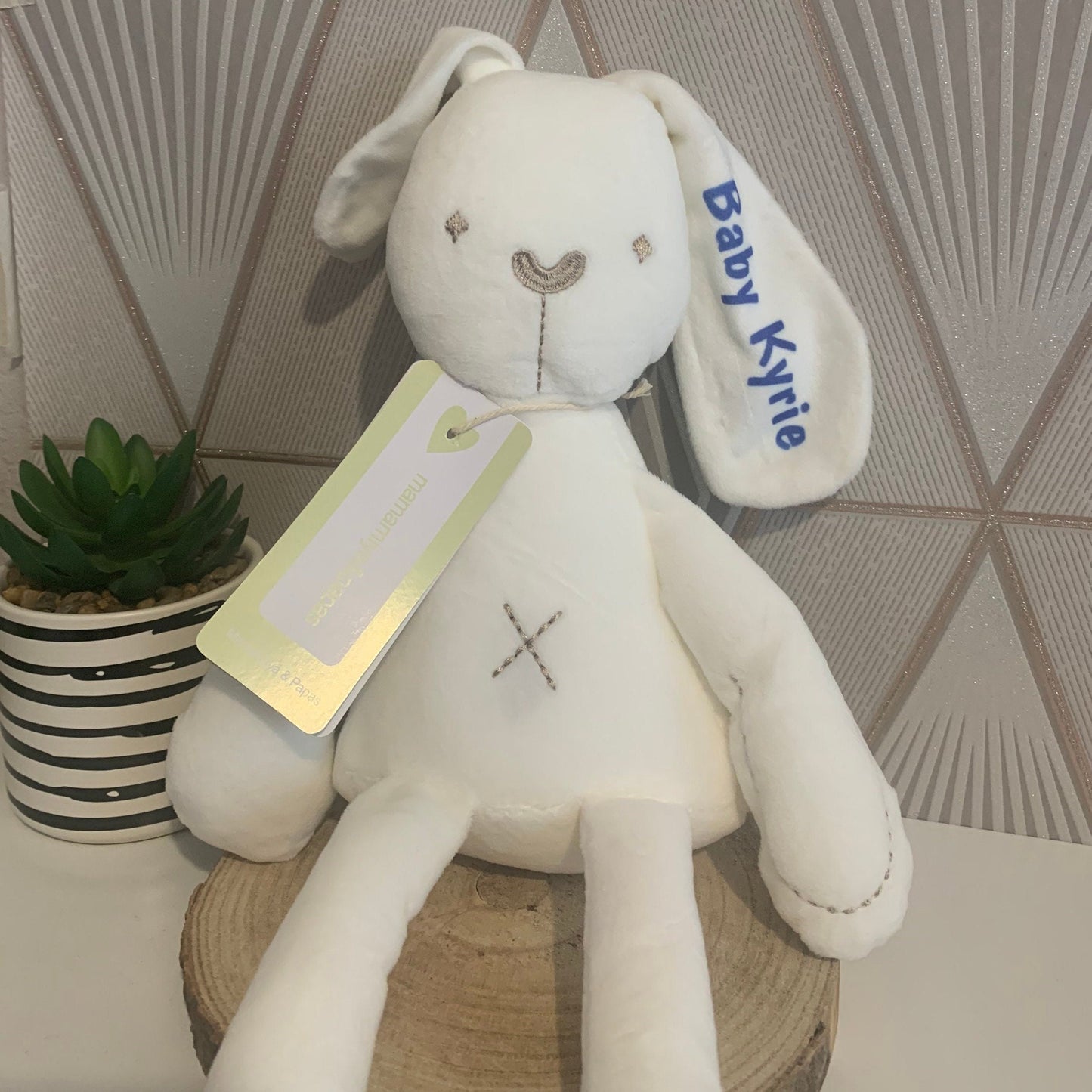 Personalised New-Born Arrival Soft White Bunny