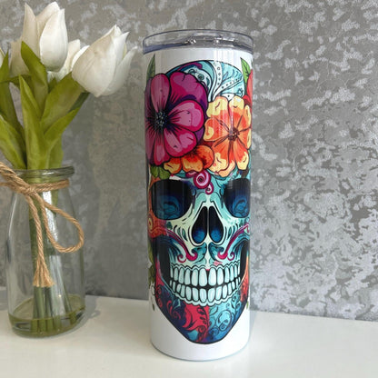 Skull With Flowers 20oz Tumbler