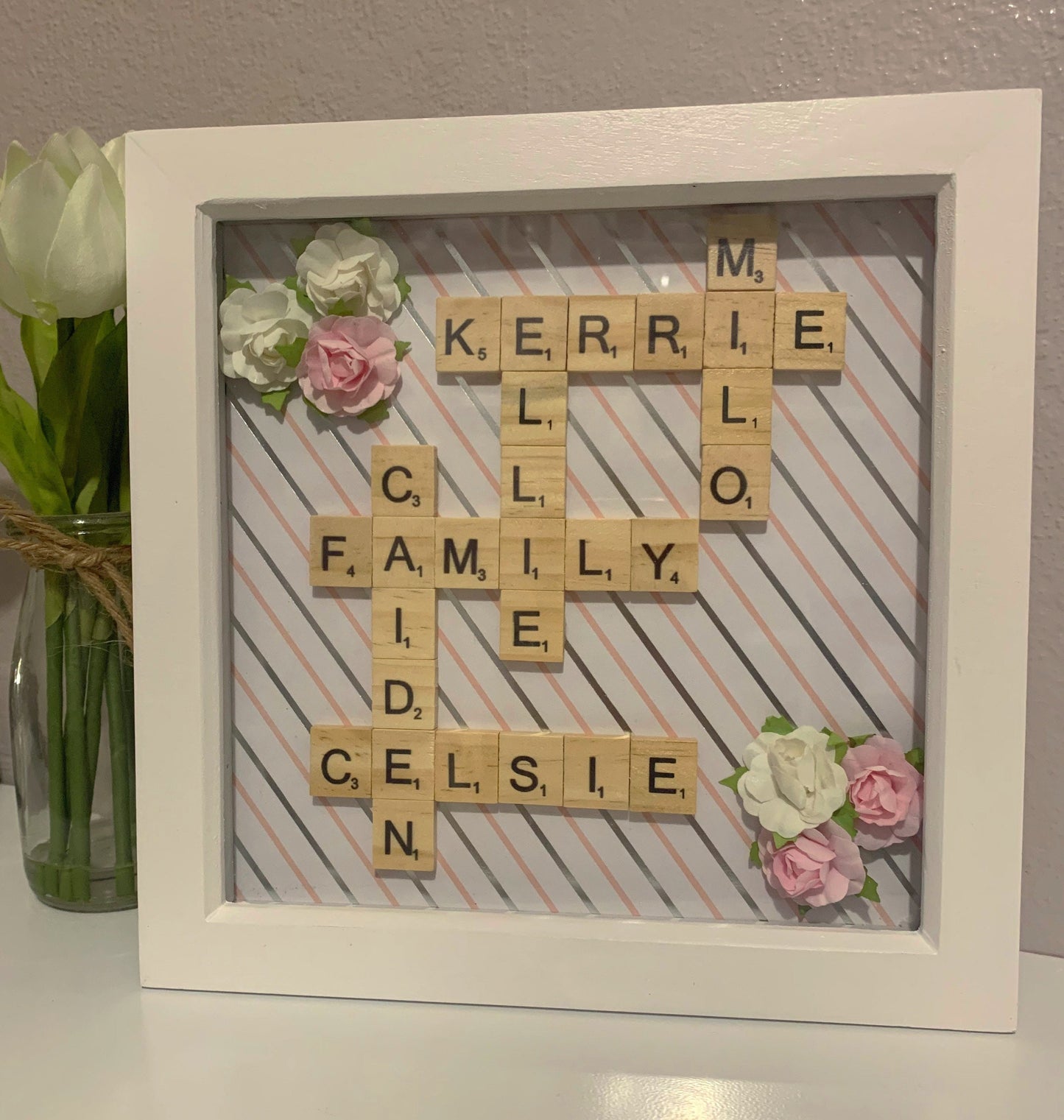 Personalised Scrabble Letter family Frame Gift