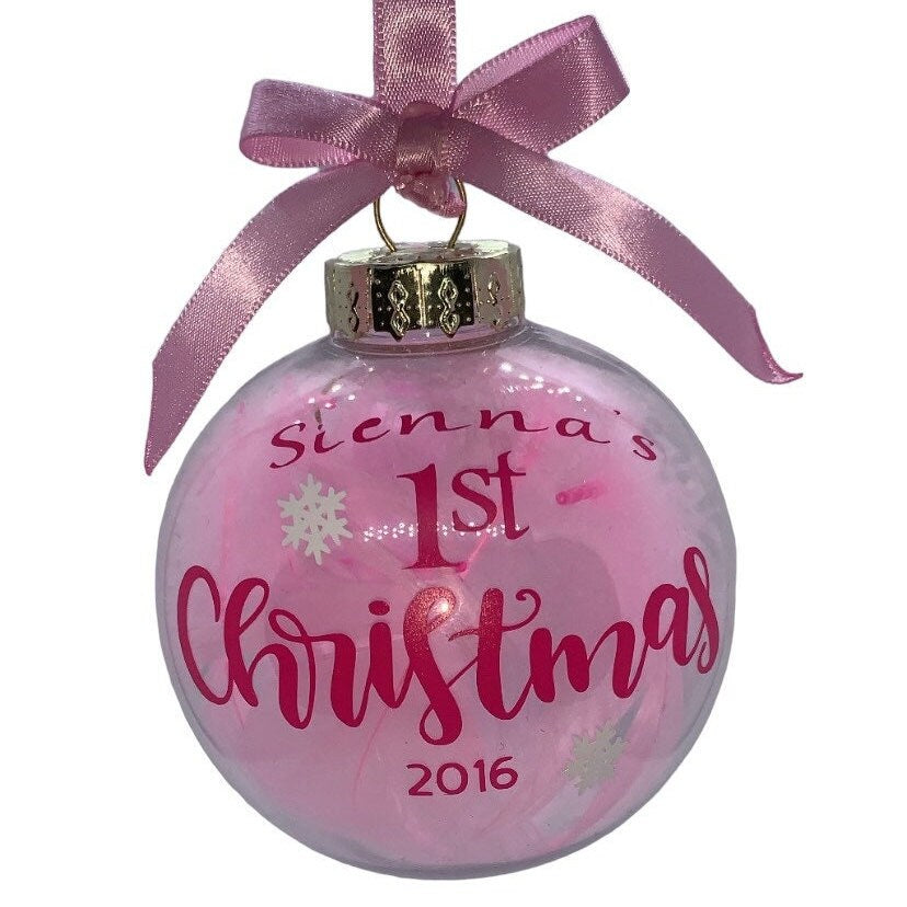 Personalised 1st Christmas Feathered Bauble