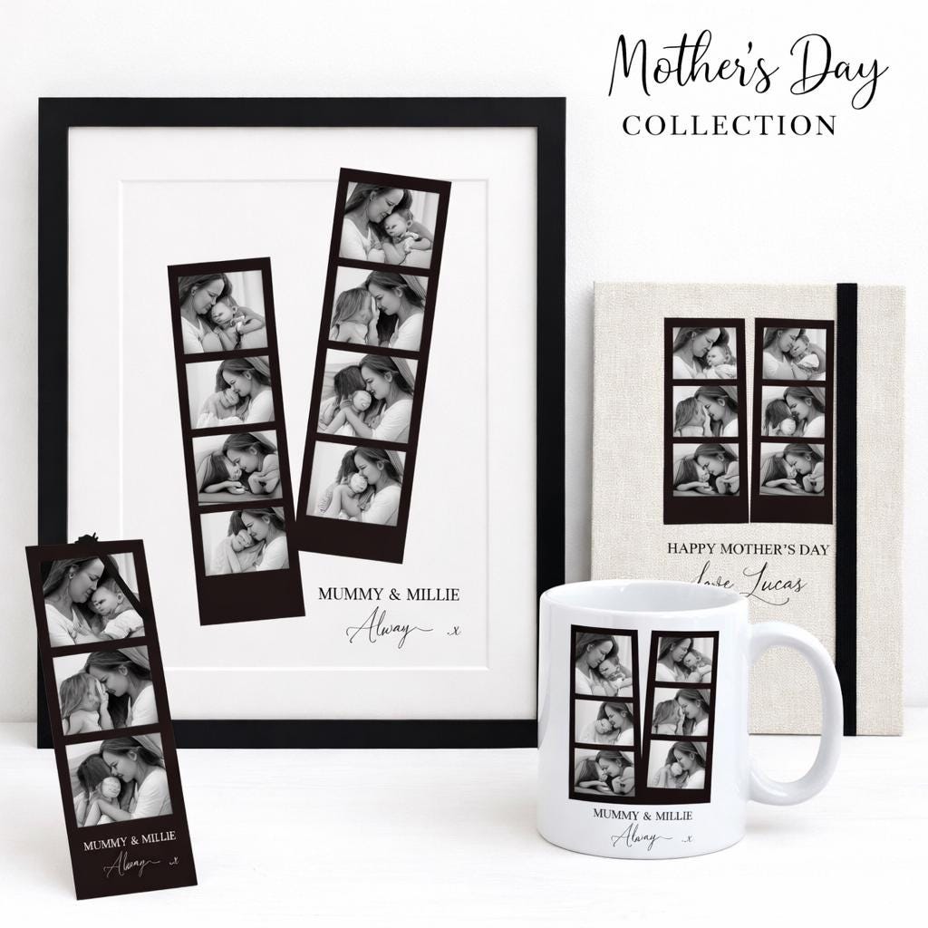 Black and White Personalised  Photo Collage Mug for Mum