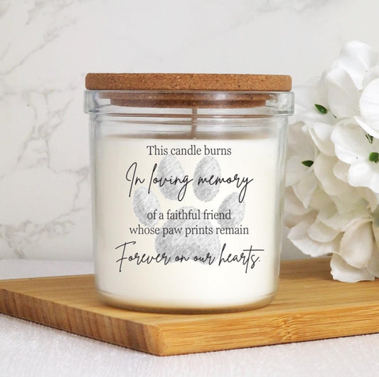 Remembrance Paw Prints Forever In Our Heart Candle