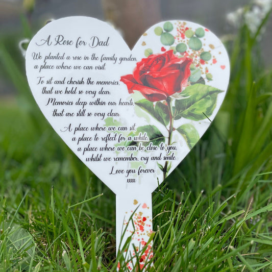 Rose Memorial Poem Heart Grave Marker