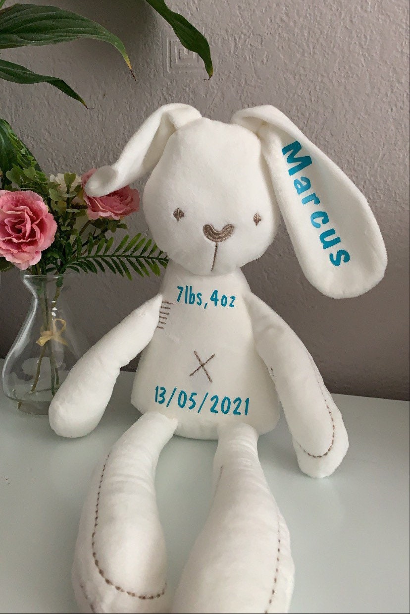 Personalised New-Born Arrival Soft White Bunny