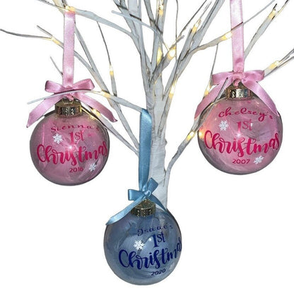 Personalised 1st Christmas Feathered Bauble