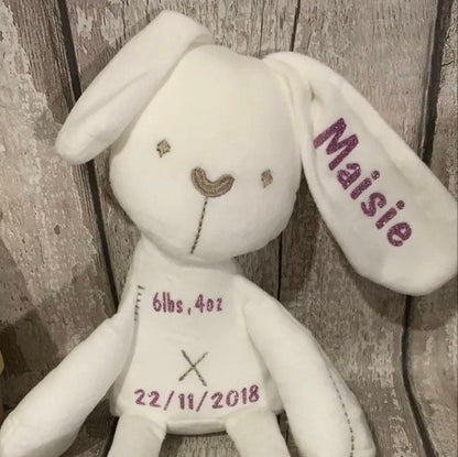 Personalised New-Born Arrival Soft White Bunny