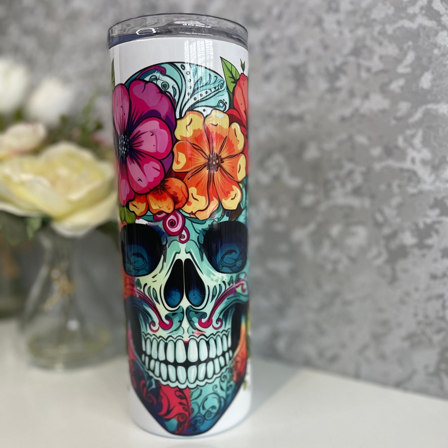 Skull With Flowers 20oz Tumbler