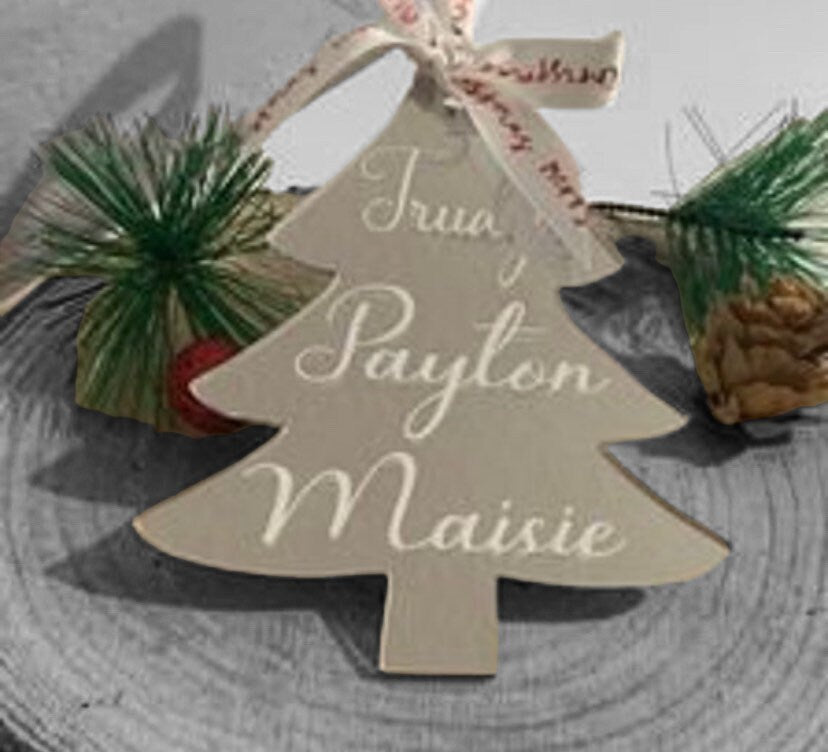 Personalised Christmas Tree Shaped Bauble decoration