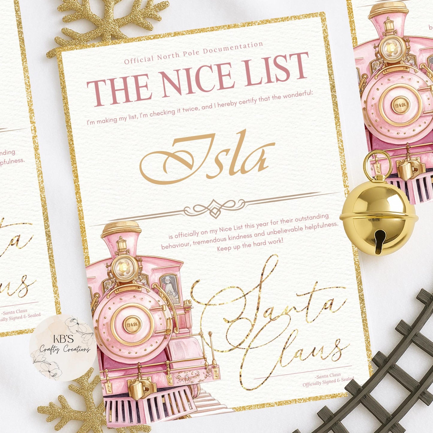 Personalised Santa's Nice List Certificate- Polar Express