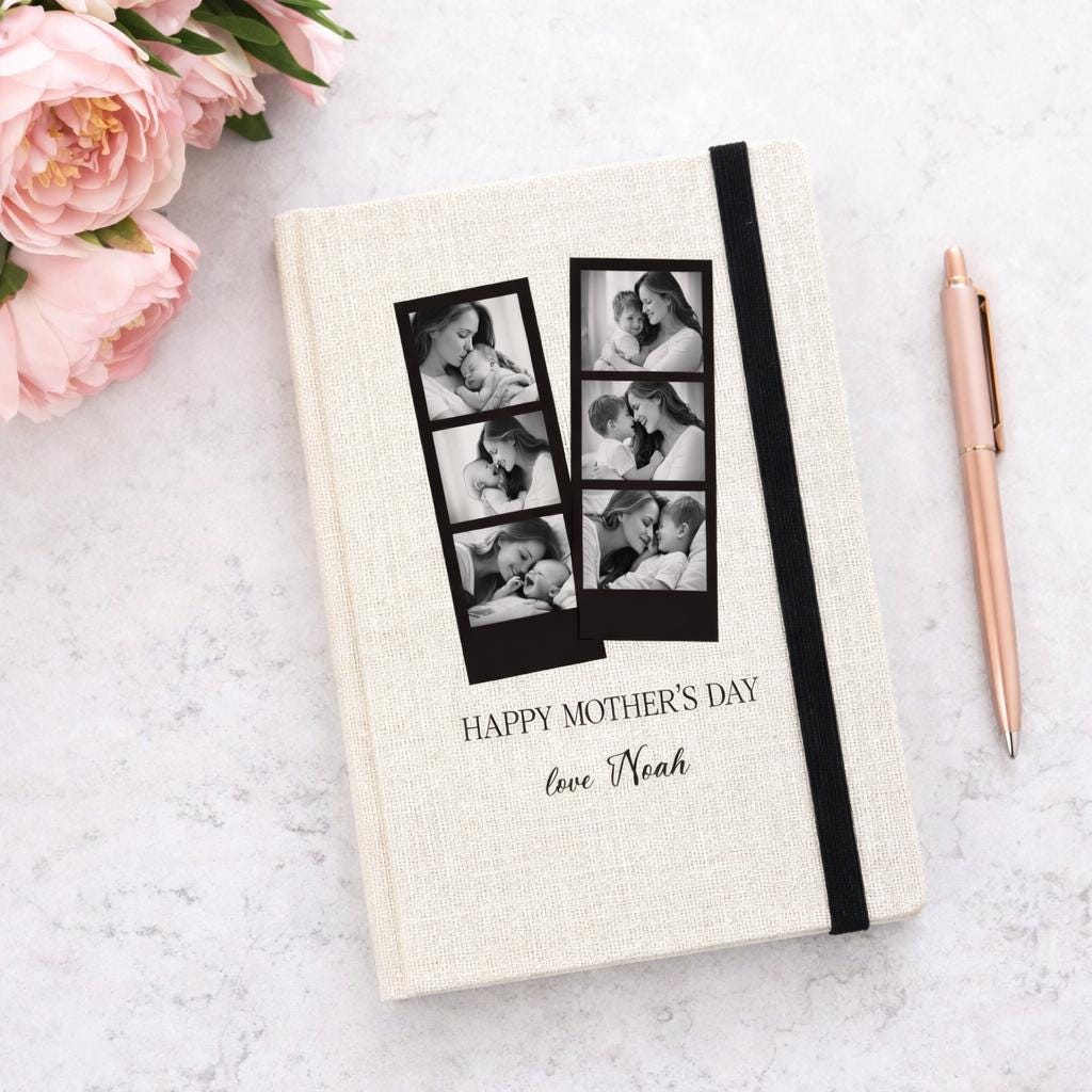 Photo Collage Linen Journal - Notebook for Mum