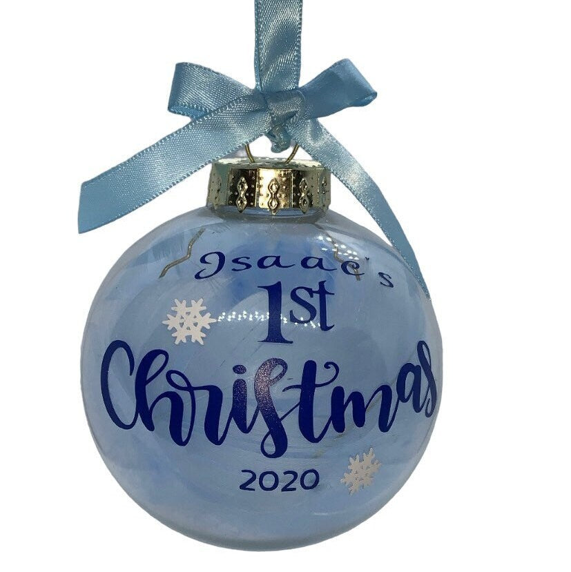 Personalised 1st Christmas Feathered Bauble