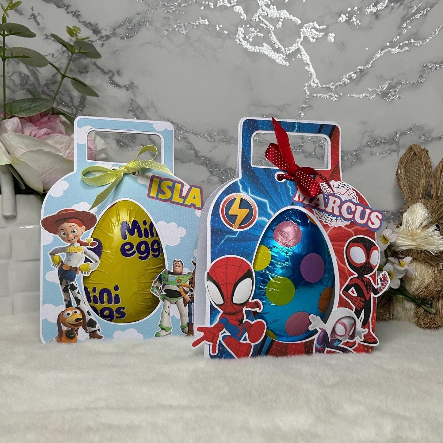 Personalised Easter Bunny Egg Holder | Kids Custom Name Easter Gift Treat Box