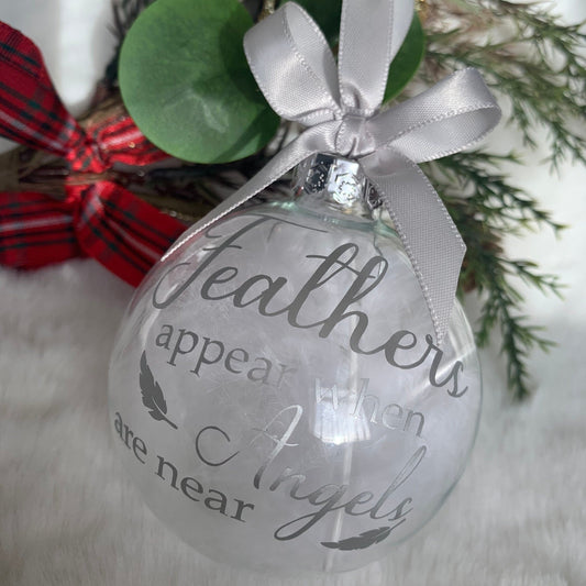 Feathers Appear Glass Christmas Bauble