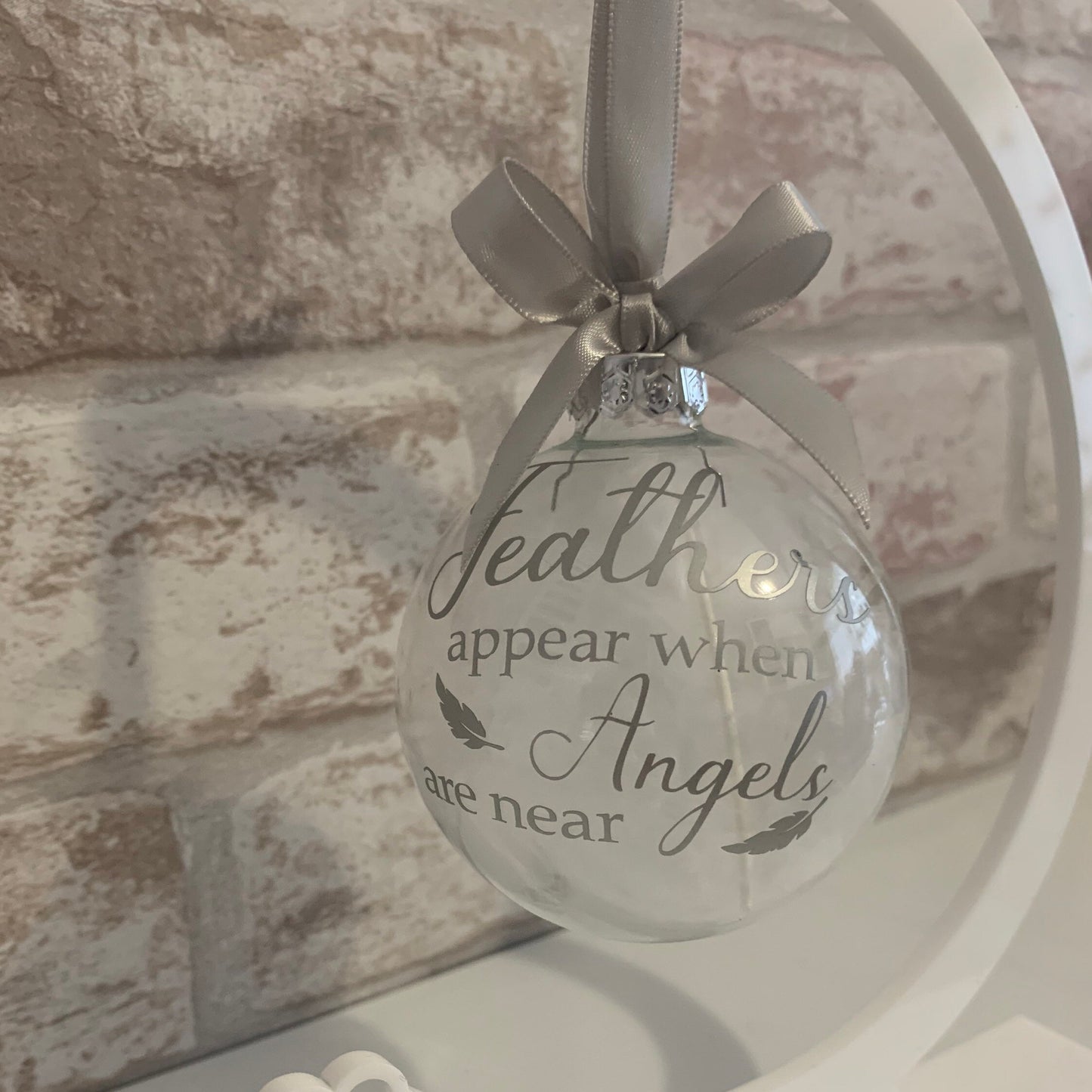 Feathers Appear Glass Christmas Bauble
