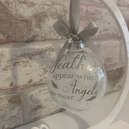Feathers Appear Glass Christmas Bauble