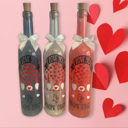 'I Love You like Gnome Other' LED Light Up Wine Bottles