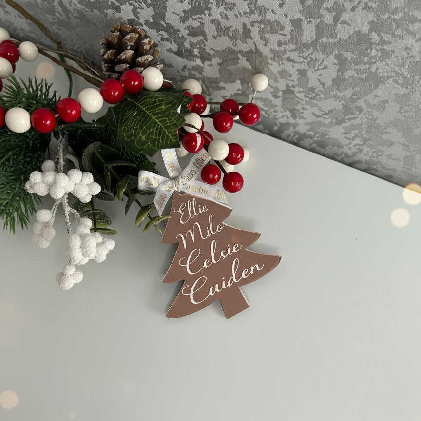 Personalised Christmas Tree Shaped Bauble decoration