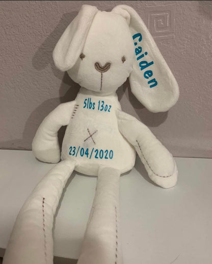 Personalised New-Born Arrival Soft White Bunny