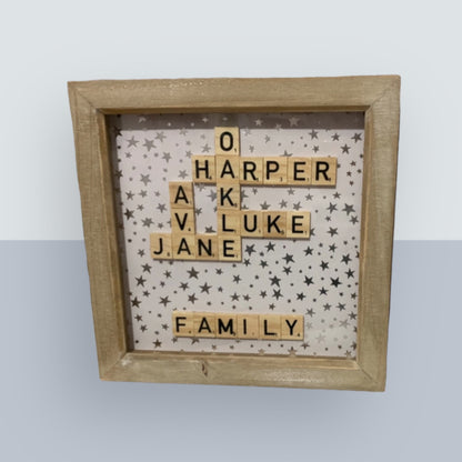 Personalised Scrabble Letter family Frame Gift