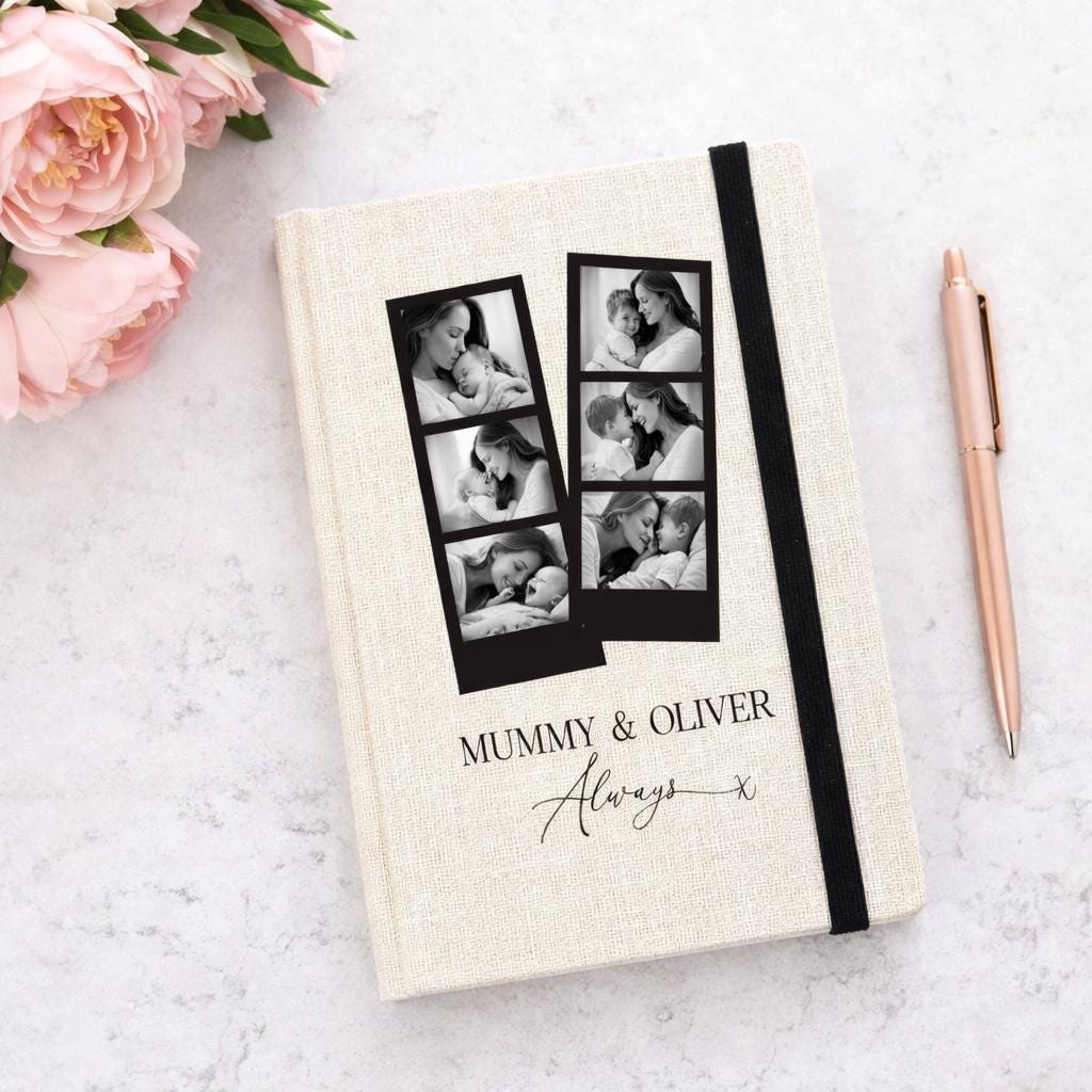 Photo Collage Linen Journal - Notebook for Mum