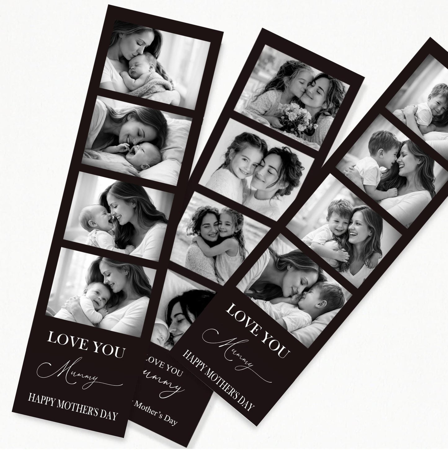 Black and White Personalised Photo Collage Bookmark for Mum