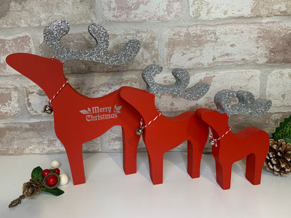 Set of Three Wooden Family Reindeers