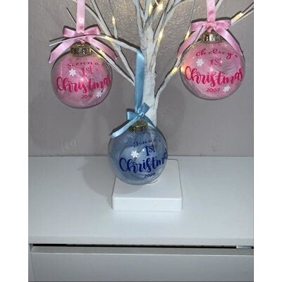 Personalised 1st Christmas Feathered Bauble
