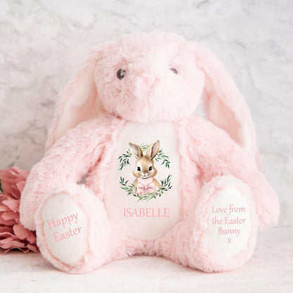 Floppy Rabbit Plush Teddy - Happy Easter Wreath