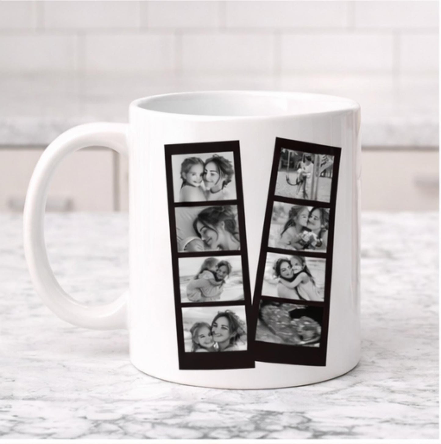 Black and White Personalised  Photo Collage Mug for Mum