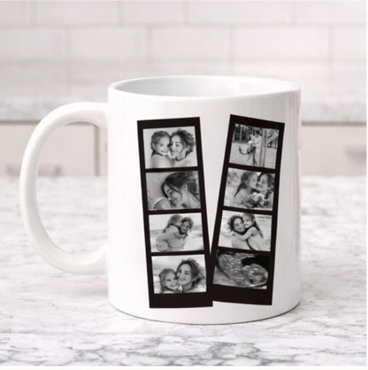 Black and White Personalised  Photo Collage Mug for Mum