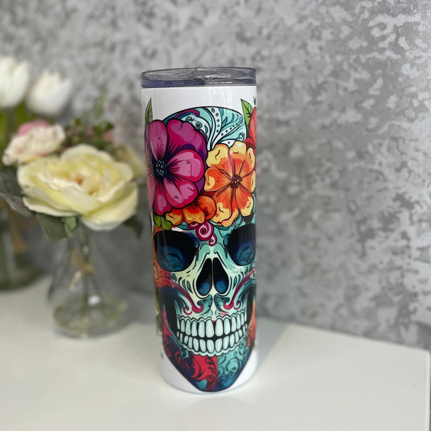 Skull With Flowers 20oz Tumbler