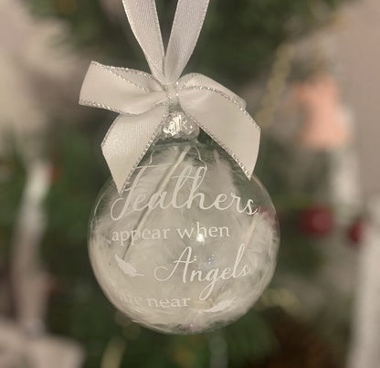 Feathers Appear Glass Christmas Bauble