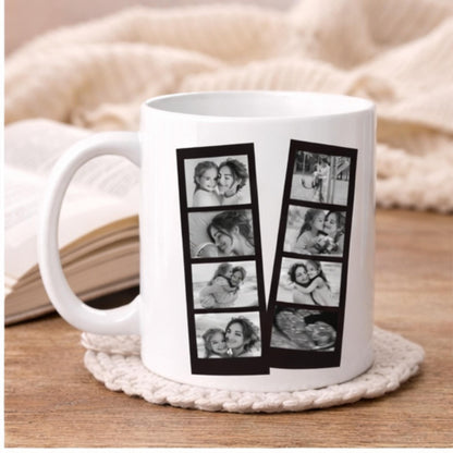 Black and White Personalised  Photo Collage Mug for Mum