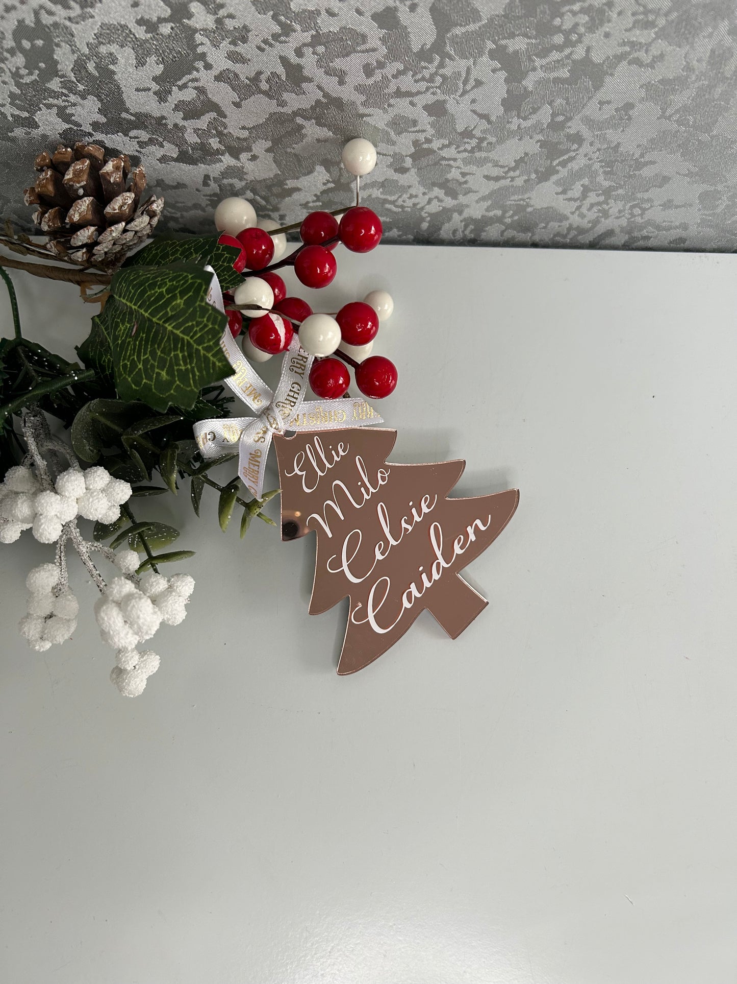 Personalised Christmas Tree Shaped Bauble decoration