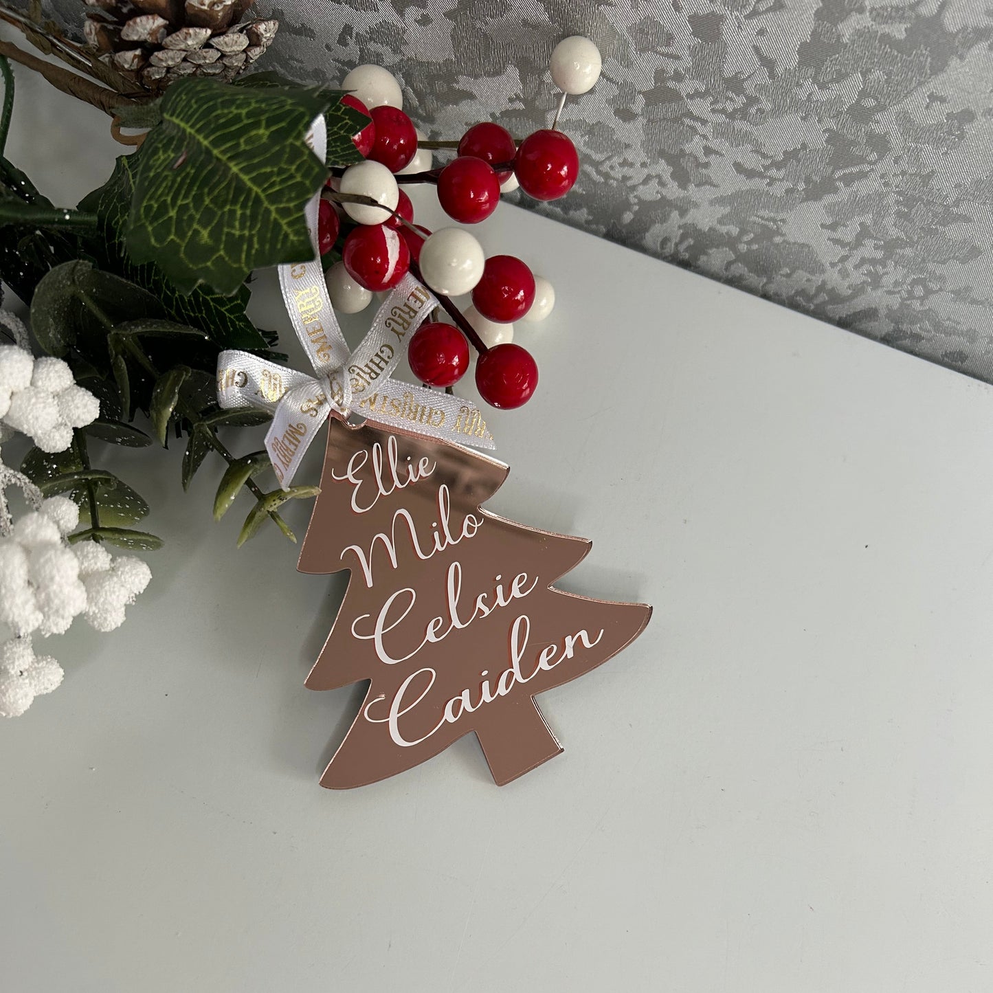 Personalised Christmas Tree Shaped Bauble decoration