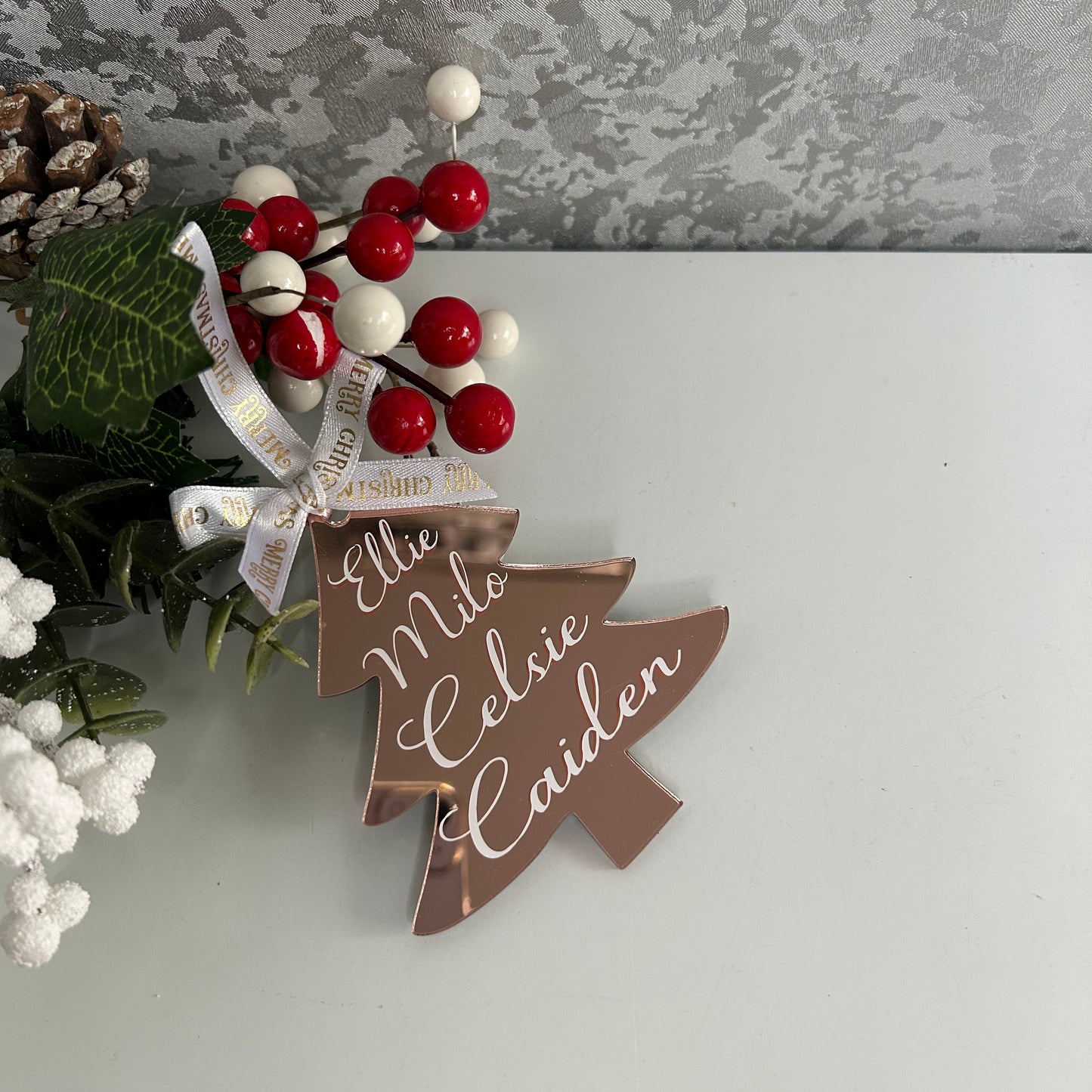 Personalised Christmas Tree Shaped Bauble decoration