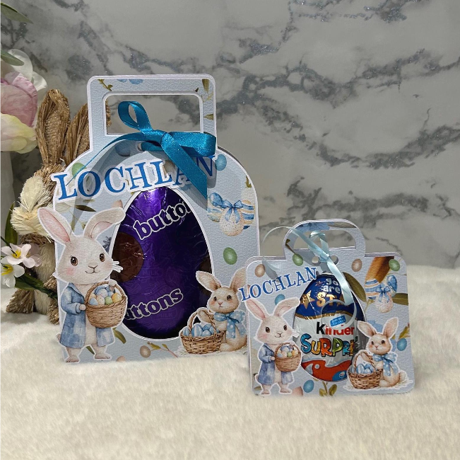 Personalised Easter Bunny Egg Holder | Kids Custom Name Easter Gift Treat Box