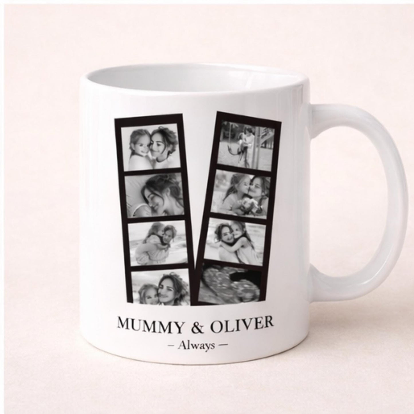 Black and White Personalised  Photo Collage Mug for Mum