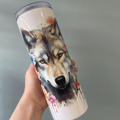 Floral Wolf Tumbler