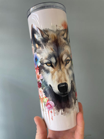 Floral Wolf Tumbler