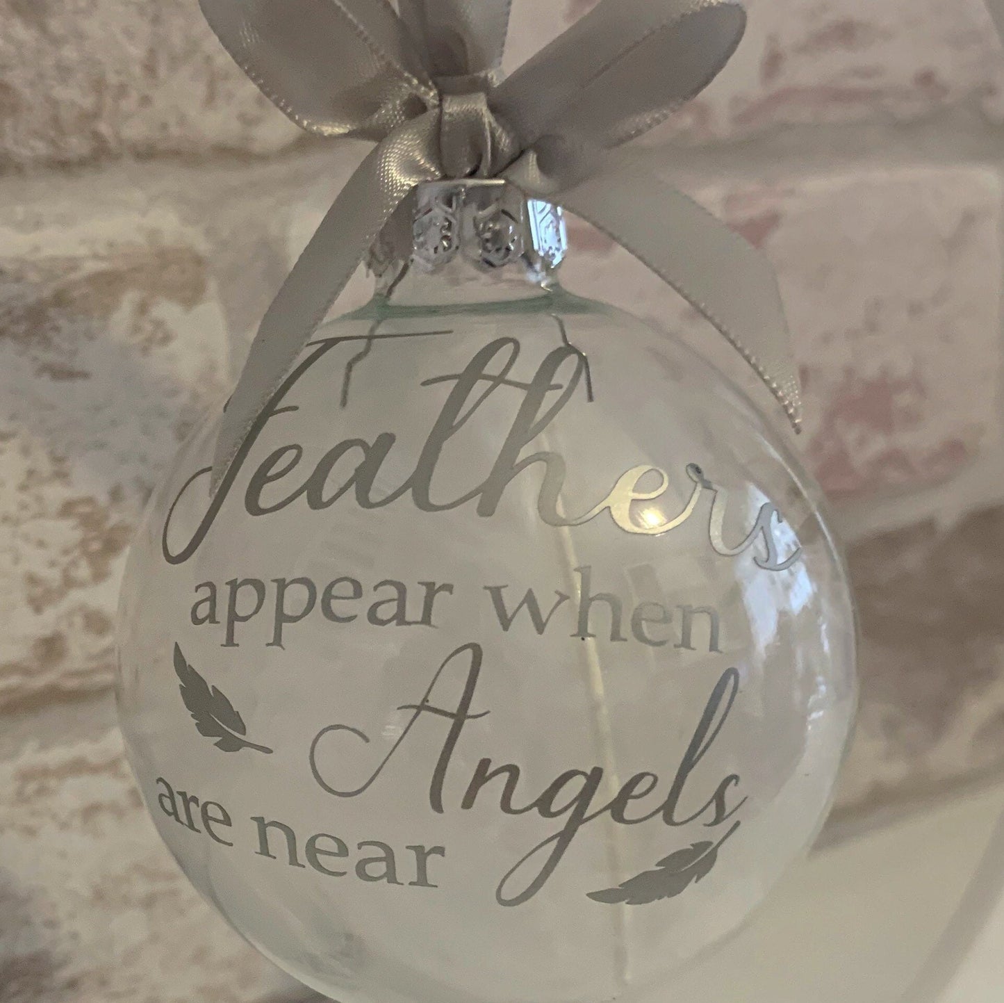 Feathers Appear Glass Christmas Bauble