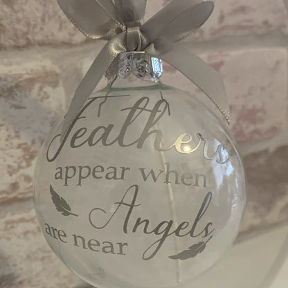 Feathers Appear Glass Christmas Bauble