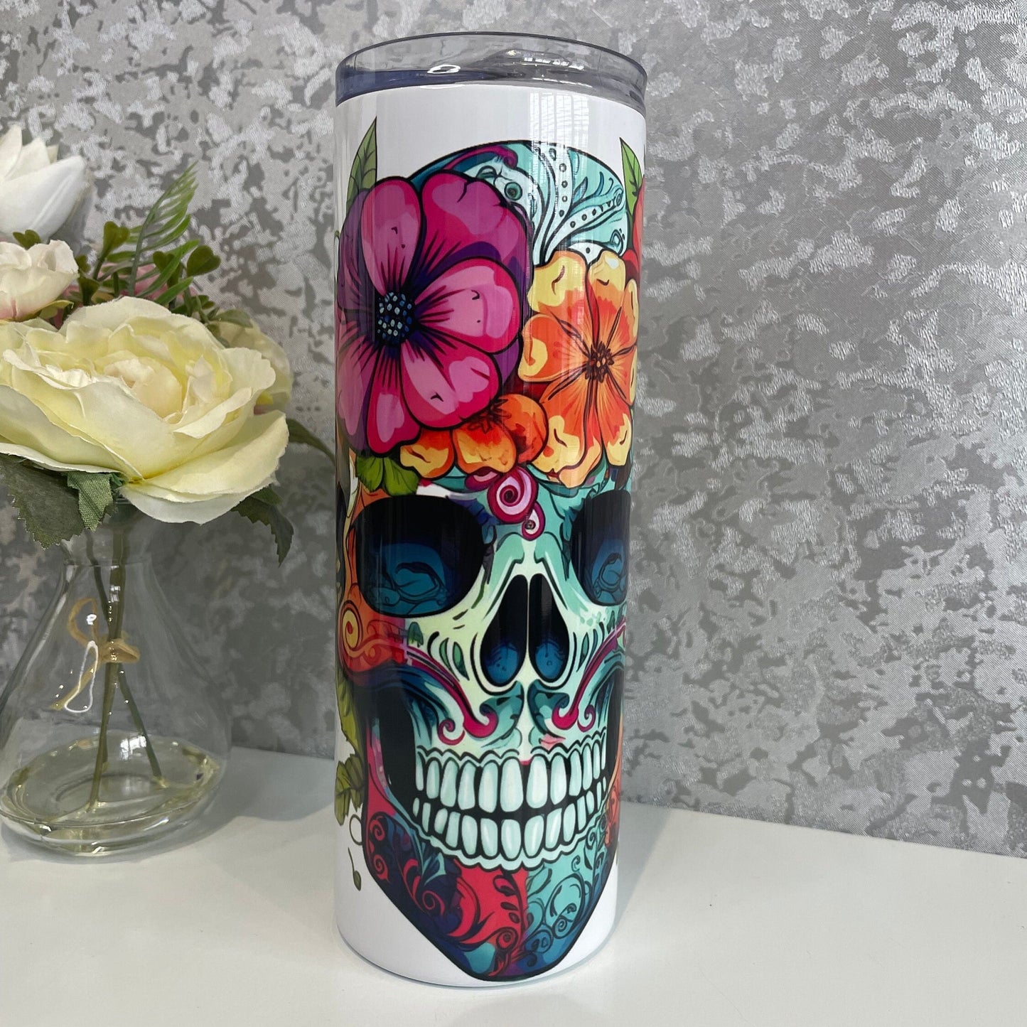 Skull With Flowers 20oz Tumbler