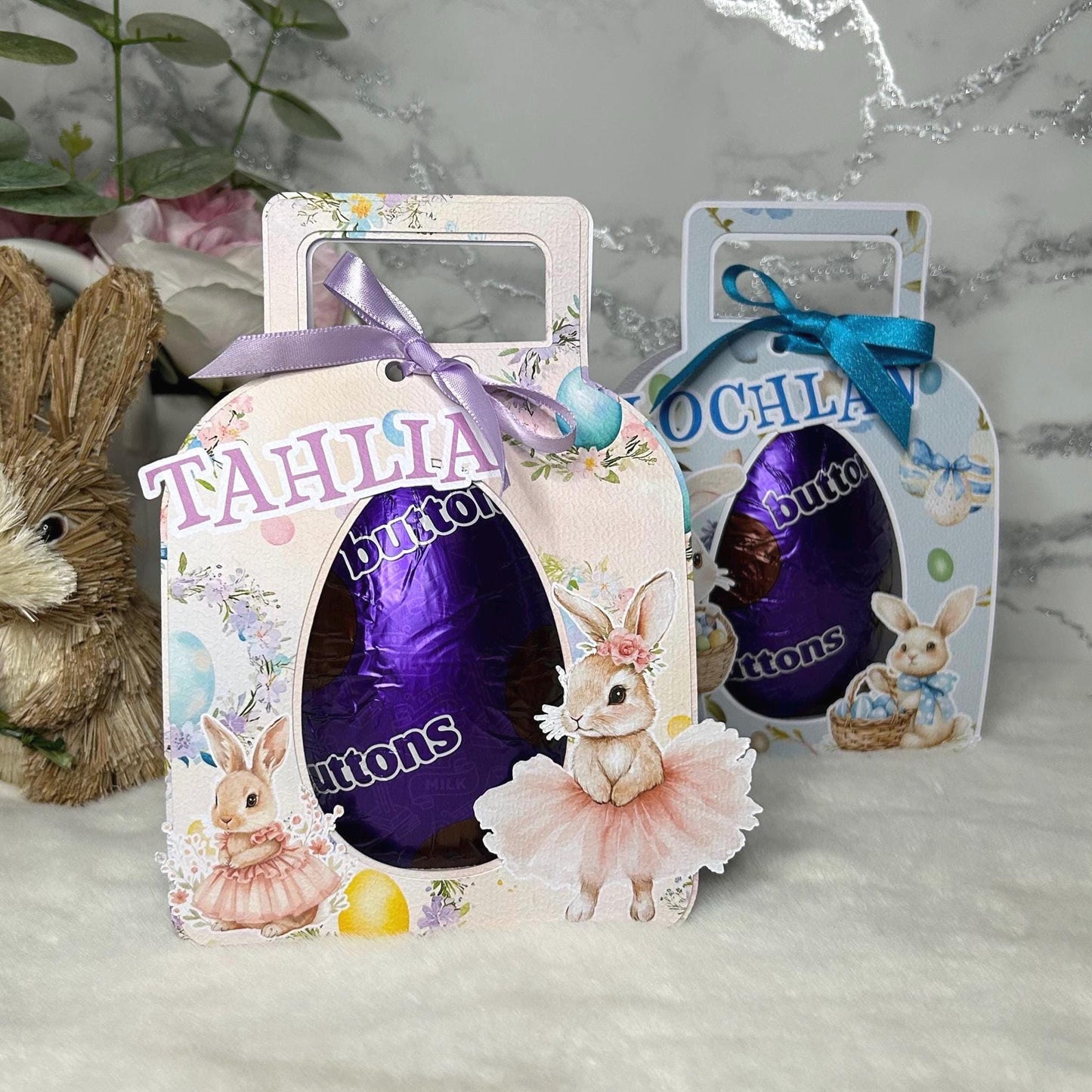 Personalised Easter Bunny Egg Holder | Kids Custom Name Easter Gift Treat Box