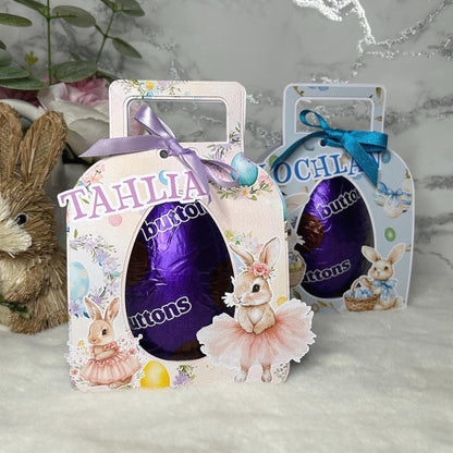 Personalised Easter Bunny Egg Holder | Kids Custom Name Easter Gift Treat Box