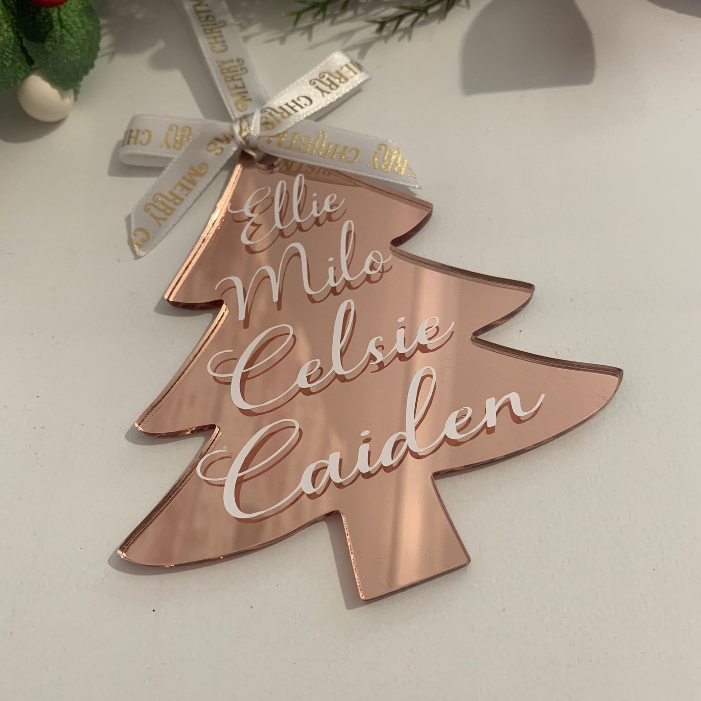 Personalised Christmas Tree Shaped Bauble decoration
