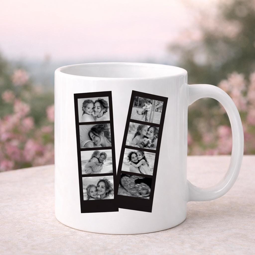 Black and White Personalised  Photo Collage Mug for Mum