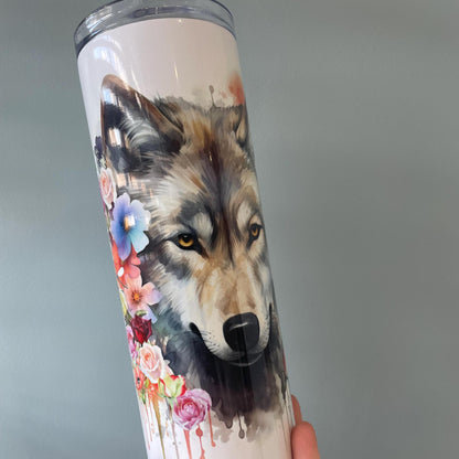 Floral Wolf Tumbler