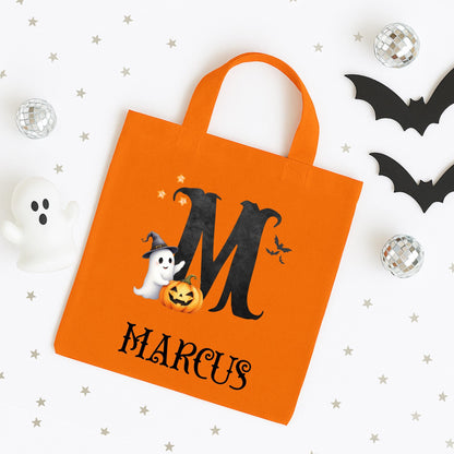 Initials Trick or Treat Halloween Tote Bag
