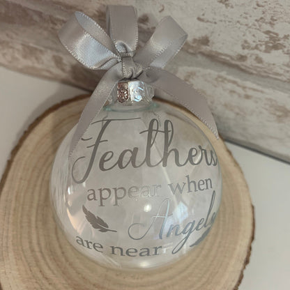 Feathers Appear Glass Christmas Bauble